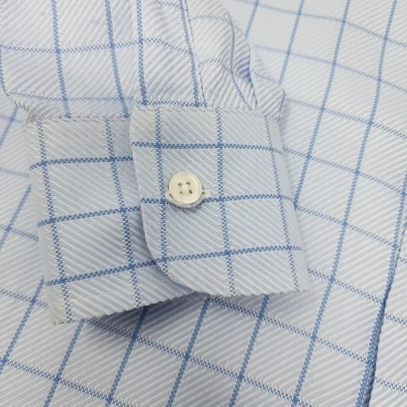 Coppley Men's Blue Check Pattern Button Down Point Collar Tailor Made Shirt - Picture 2 of 16